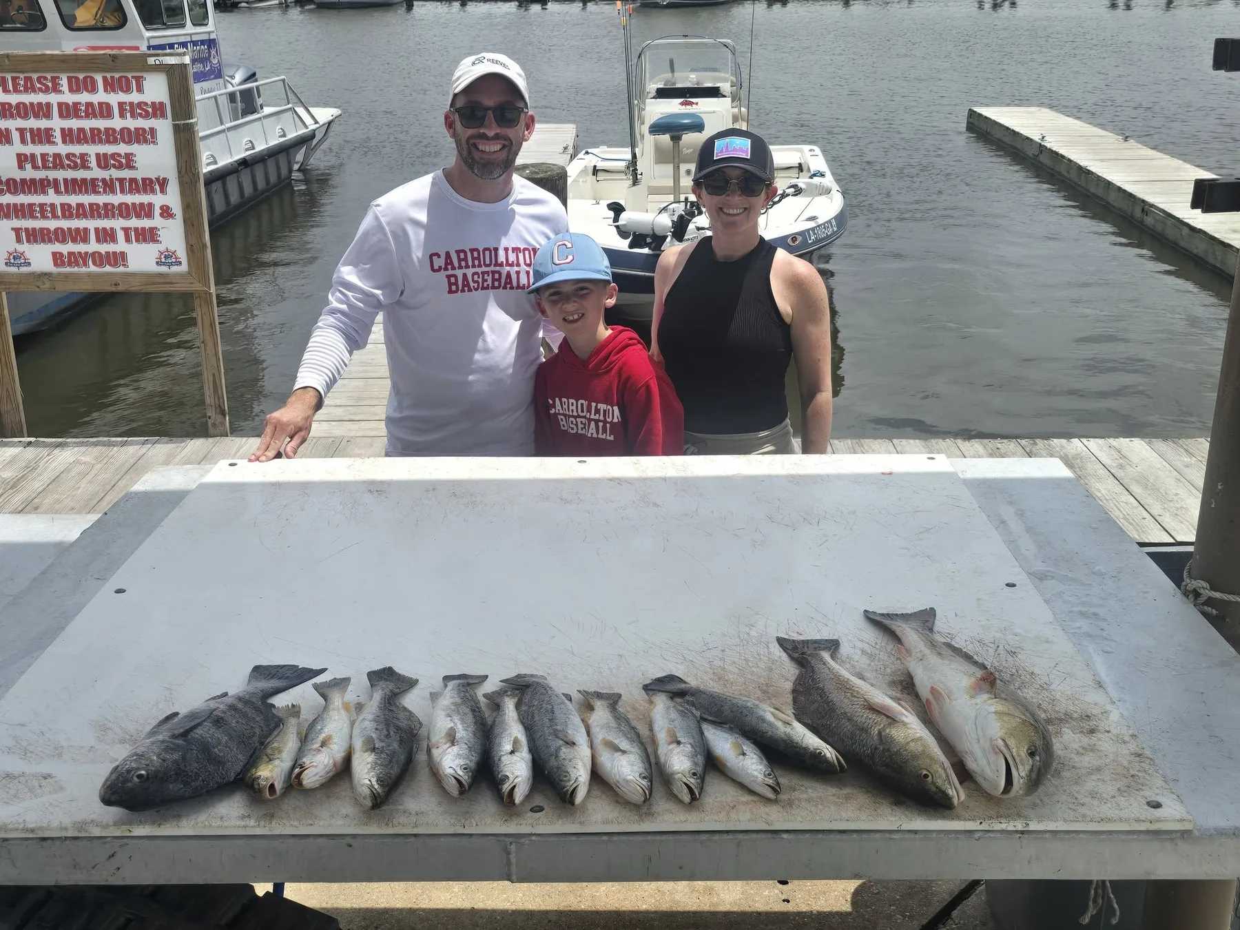 Family after a successful fishing trip